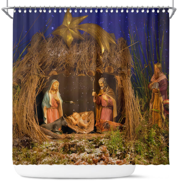 christian christmas shower curtain