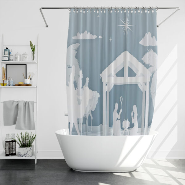 christian christmas shower curtain