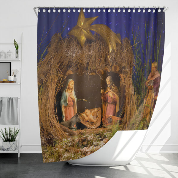 christian christmas shower curtain