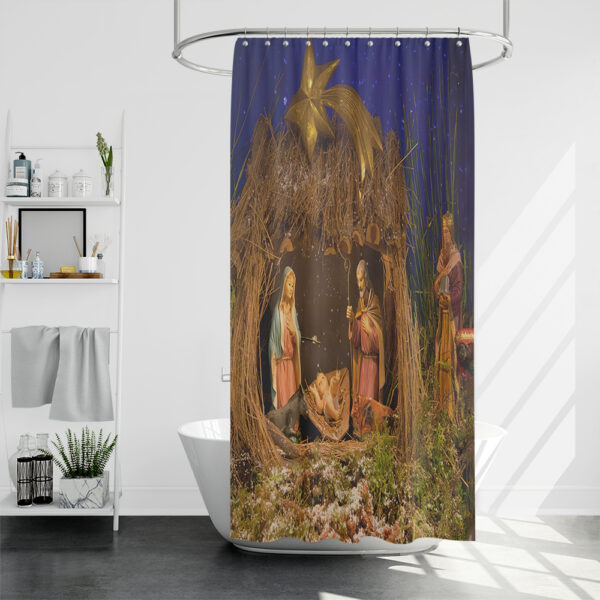 christian christmas shower curtain