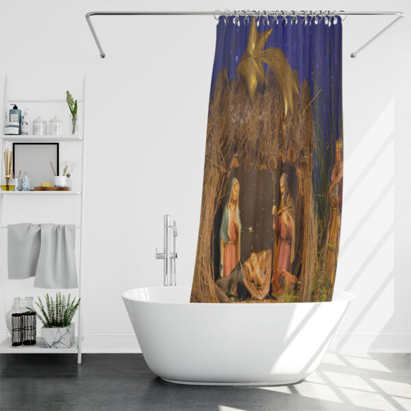 christian christmas shower curtain