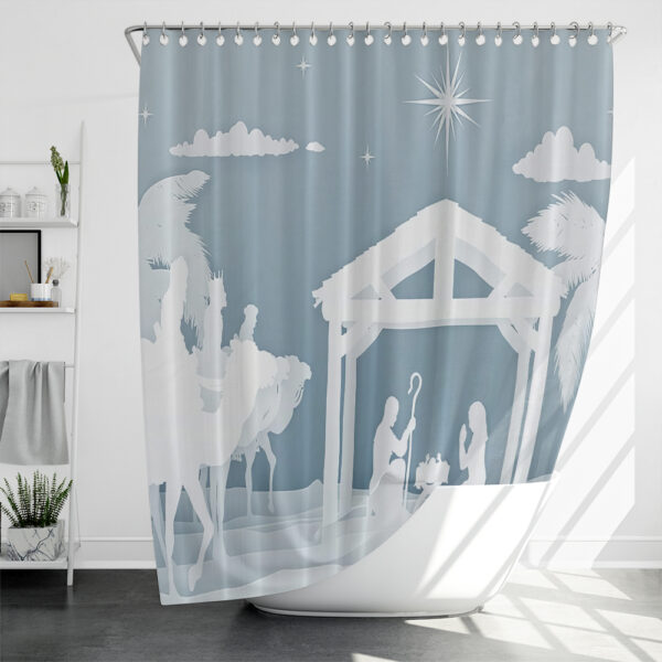 christian christmas shower curtain