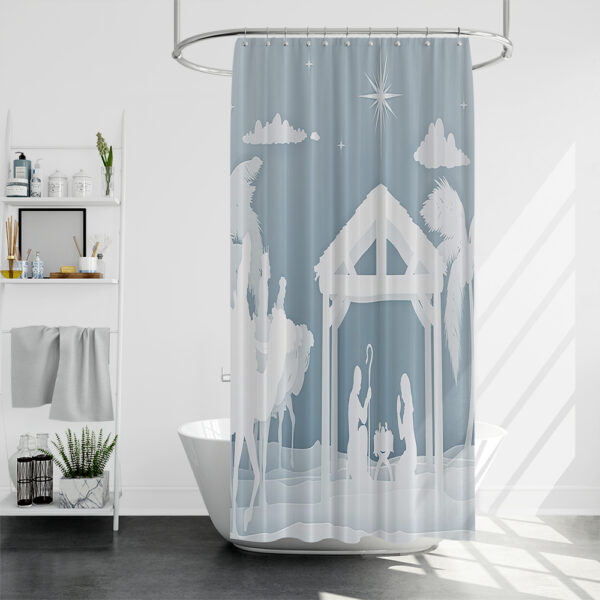 christian christmas shower curtain