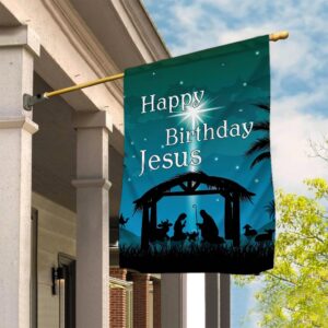 happy birthday jesus garden flag