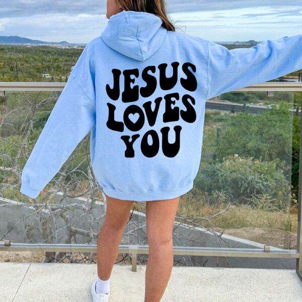 jesus loves you hoodie blue