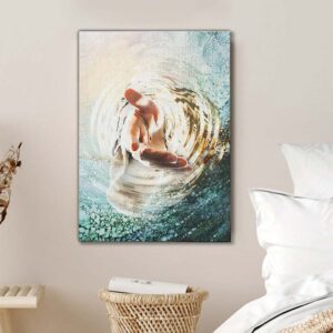 jesus reaching into water canvas