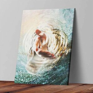 jesus reaching into water canvas