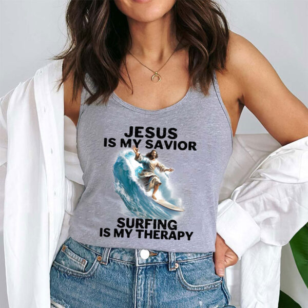 jesus surfing tank top