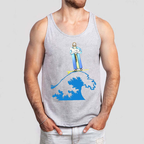 jesus surfing tank top