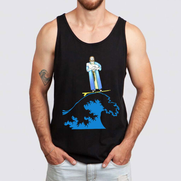 jesus surfing tank top