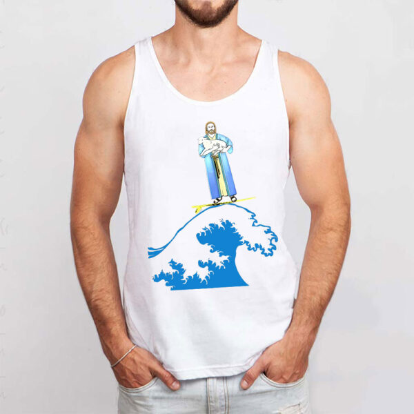 jesus surfing tank top