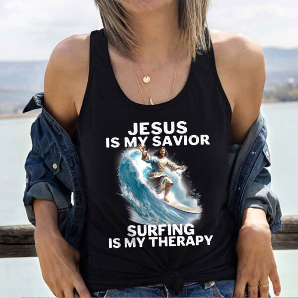 jesus surfing tank top