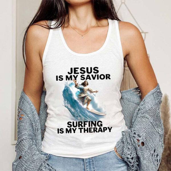 jesus surfing tank top