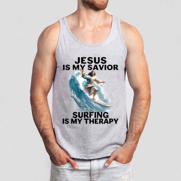 jesus surfing tank top