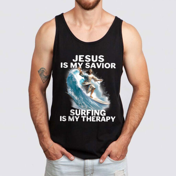 jesus surfing tank top