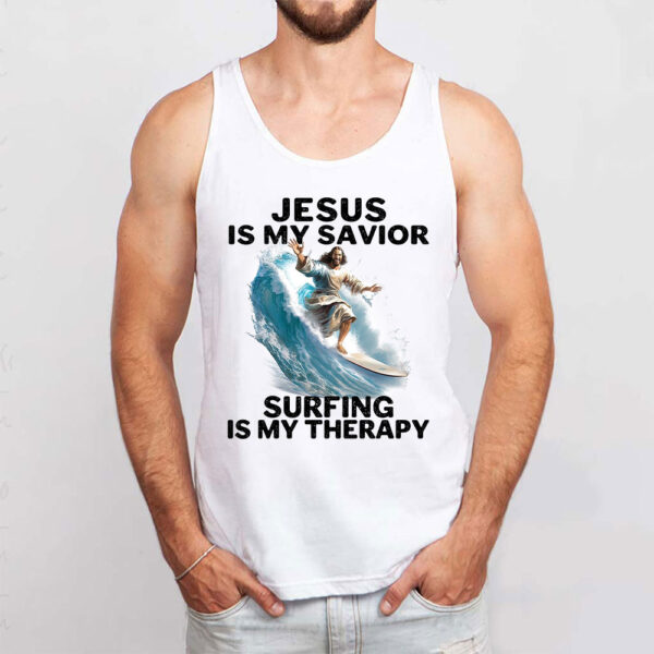 jesus surfing tank top