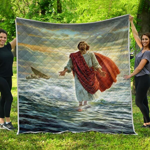 jesus walking on water quilt panel