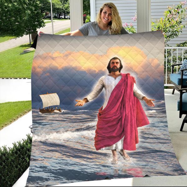 jesus walking on water quilt panel