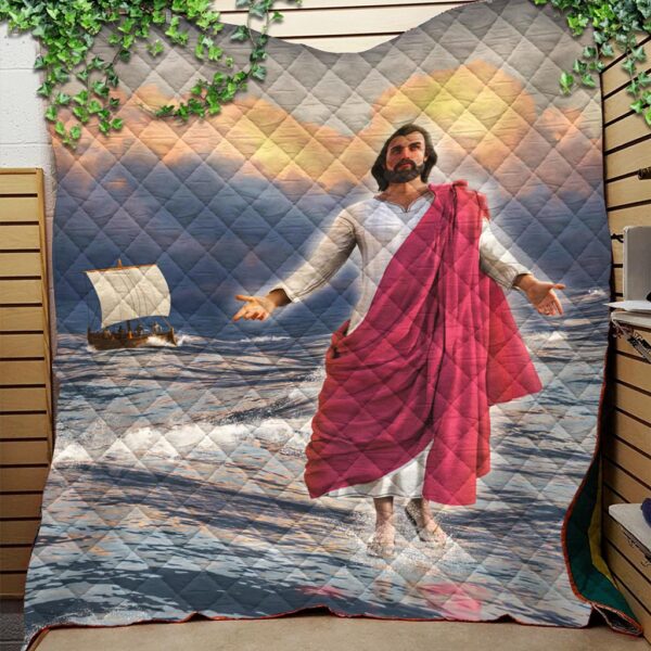 jesus walking on water quilt panel