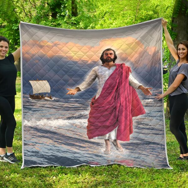 jesus walking on water quilt panel