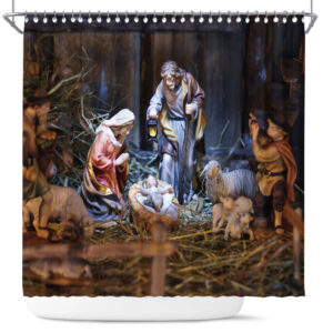 religious christmas shower curtain