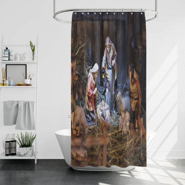 religious christmas shower curtain