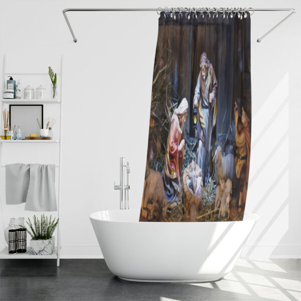 religious christmas shower curtain