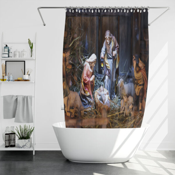 religious christmas shower curtain