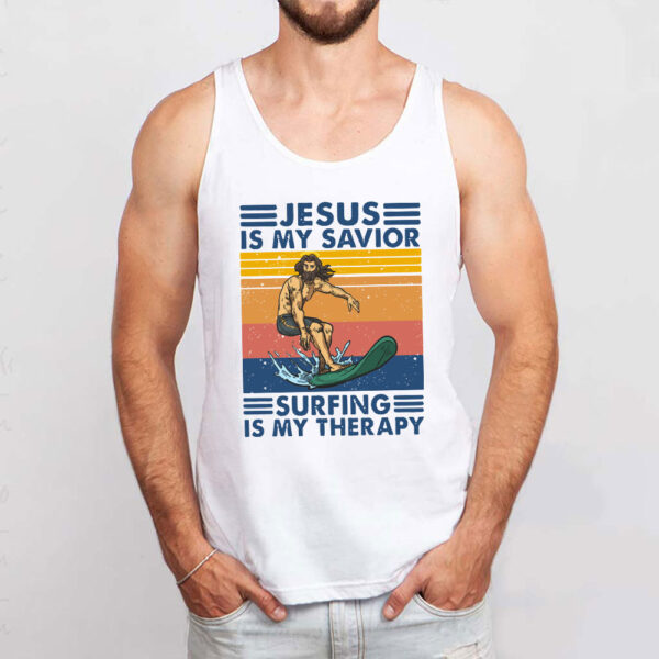 surfing jesus tank top