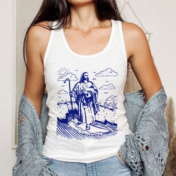 surfing jesus tank top